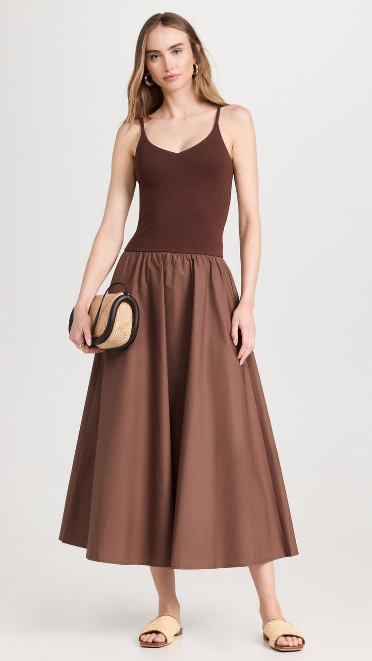 Pixie Market Bea Tank Midi Dress - L Brown